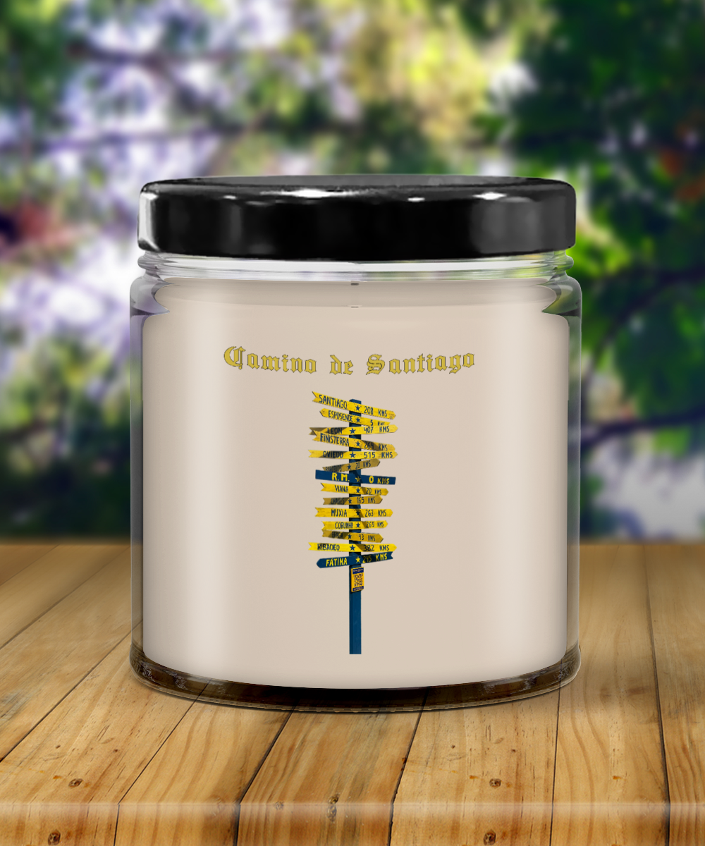 Camino de Santiago Signpost Candle Commemorate Your Peregrino Journey Camino Gift for Christmas Vanilla Scented.